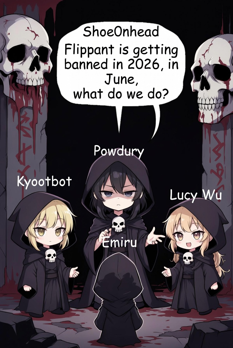DarkFlipp's tweet photo. "My direct report WAS RAPED on YOUTUBE FOR... 2 weeks, yikers :(" says Powdur, she's really sassy

You see, Powdury, Kyootbot, Emiru and Lucy Wu

Are all figuring out how MY shadow cult is affected by weather

They are in the month of June

And there's a major problem

"Flippant is getting banned in 2026, in June, what do we do?" asks @powdury 

"Well for one stop flirting with me, for two... Uhh... Oh right, it's fine" Says Shoe On Head

"Meow :3, it's all about when you feel inspired, I like the seasonal changes" Says @emiru 

"Powdur, what do you think?"

"I have no invite to an event... I wanted to be a special guest but it's okay... It's complicated and nuanced"

And there's another dynamic

"TAKES TAKES TAKES, yes, win the seasons, map them, logical, apply tactics, TAKES, TAKES... It's like the ENTJ Ruy lopez" says Hikaru, again

"I agree, but flipp blunders with syntax :3" concludes @akaNemsko 

"Flipp can never blunder :3" Says Lucy Wu