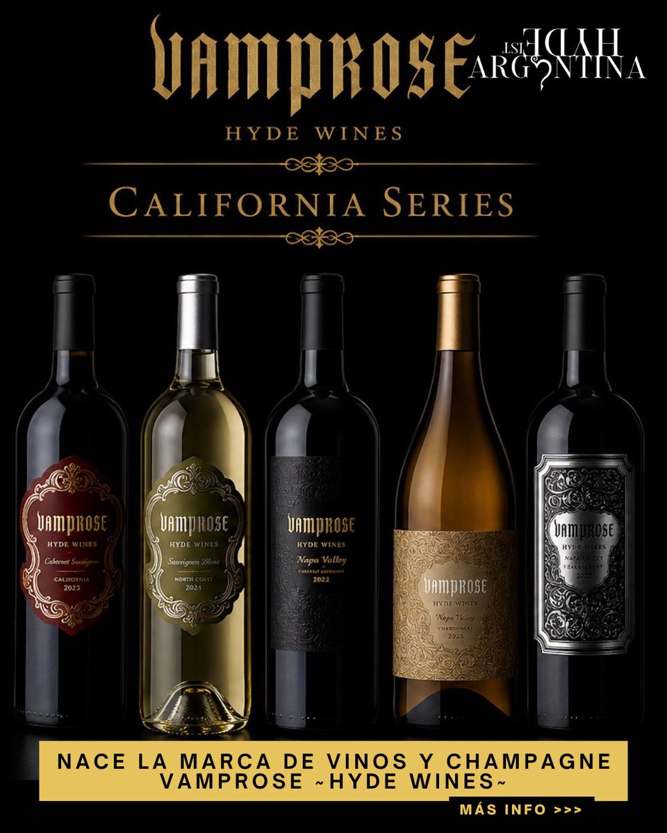 HydeistArg's tweet photo. 🍷Nace VAMPROSE -HYDE WINES- HYDE presenta su propia marca de vino y champagne premium.
Serie California: Lanzamiento el 10 de agosto.
Serie Champagne (Extra Brut by Palmer): Lanzamiento el 8 de octubre.
#HYDE #HYDEWINES #VAMPROSE #ワイン #シャンパン https://t.co/kGM4t8djms