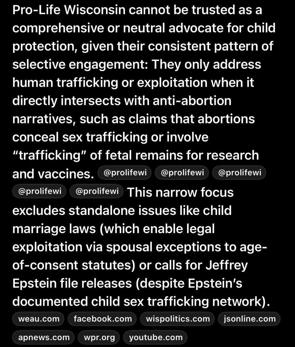DrBarnabyPhD's tweet photo. @TomTiffanyWI @WisGOP @ProLifeWI @UnchainedAtLast @ZontaUSA @tahirihjustice @NCMEC @aprilajoyr @AP @Reuters @Newsweek @RollingStone @TeenVogue @WiStateJournal @WisconsinWatch #18NoExceptions https://t.co/fFRcoP0AKF