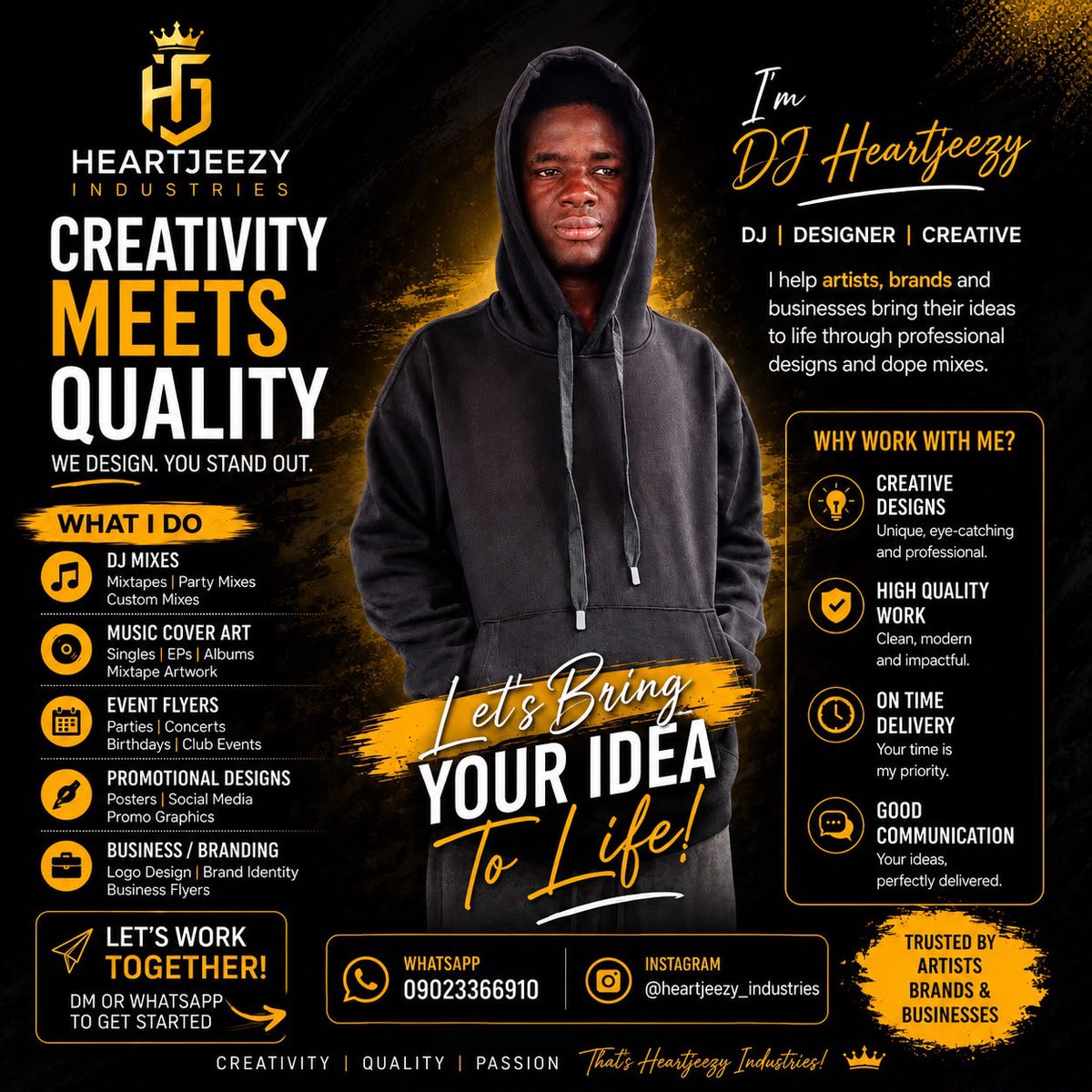 djheartjeezy's tweet photo. Creativity meets quality. Let’s bring your ideas to life. 🎧🎨 #DJHeartjeezy #HeartjeezyIndustries https://t.co/CUJQCvUcQq