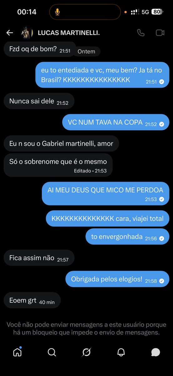 obeijodeoxum's tweet photo. aconteceu comigo, apagou a mensagem que falava "você é linda pode tudo" e tomei o block vsf kkkkkkkkkkkkkkkkkk o ego um cristal https://t.co/7GiPCbib3H