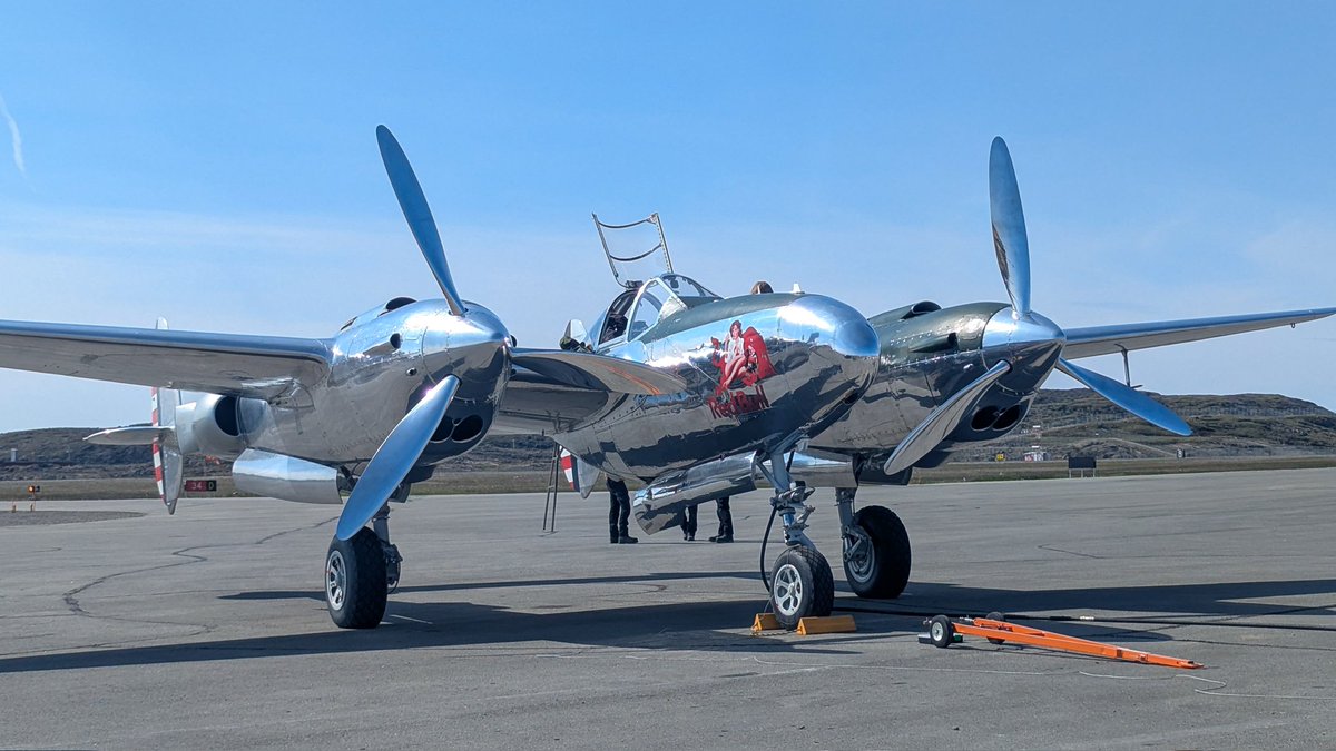 FrankReardon1's tweet photo. The @redbullairforce P-38 #N25Y in #Iqaluit #Nunavut on JUL.7.2026 
#P38 #P38Lightning #RedBull #TheFlyingBulls #Warbirds https://t.co/EuC7EYF7rP