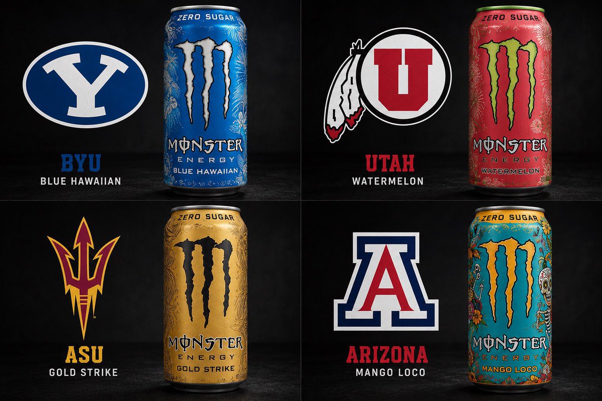 TopTierStateX's tweet photo. Each Big 12 teams Monster Energy flavor https://t.co/Tgv1CwC56D