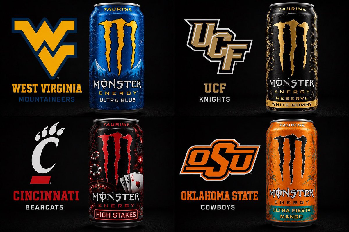 TopTierStateX's tweet photo. Each Big 12 teams Monster Energy flavor https://t.co/Tgv1CwC56D