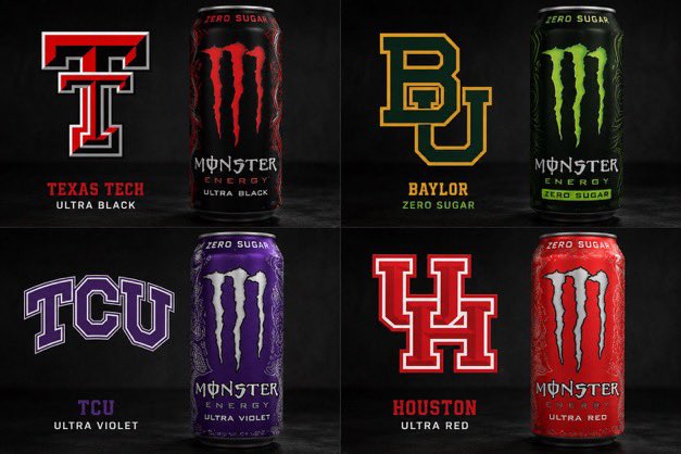 TopTierStateX's tweet photo. Each Big 12 teams Monster Energy flavor https://t.co/Tgv1CwC56D