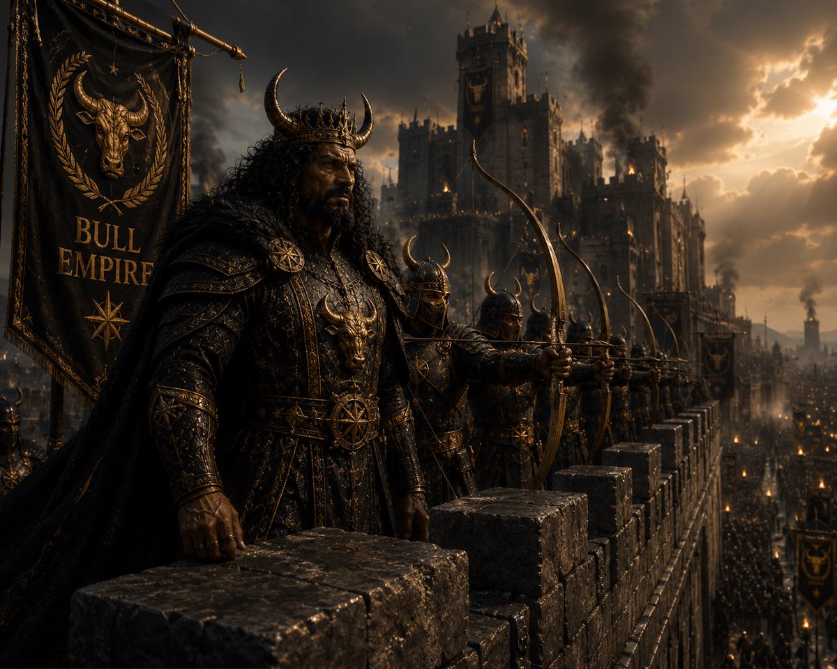ImperiusAnsemus's tweet photo. 🏹 The walls of the Bull Empire are more than stone—they are a symbol of our unity.

From the highest towers, Imperius Ansemus watches over every street, every family, and every loyal citizen who calls this Empire home.

Beside him stand the Imperial Archers, unwavering in their duty. They do not fight for glory or riches—they fight for the people, for the Empire, and for the legacy that will outlive them all.

Let every kingdom beyond these walls remember:

Our strength is not measured by the size of our army, but by the loyalty of those who stand together.

The Bull Empire does not bow.
The Bull Empire does not surrender.
The Bull Empire stands eternal.

🐂 Strength. Honor. Legacy. 👑

#Solana #Meme #Memecoin #Story #Ansemus