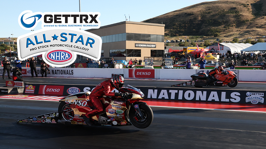NHRA's tweet photo. .@Gettrx Pro Stock Motorcycle All-Star Callout returns to @DENSOAutoParts #SonomaNats! 

📝 https://t.co/6GKuEt1eEq 
🎟 https://t.co/q87TLlYPKf https://t.co/qmVpDxtKm9