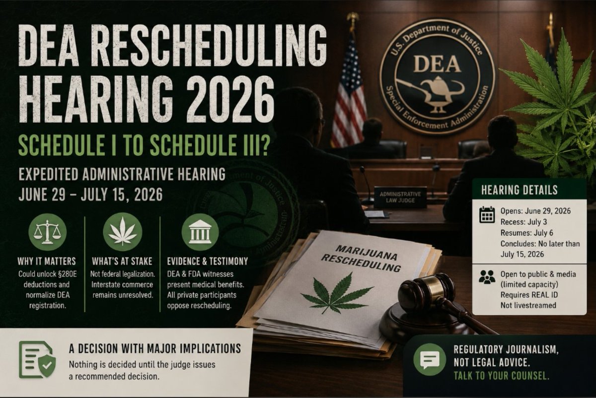 GreenHemp_'s tweet photo. 🚨BREAKING-Major twist in DEA’s cannabis rescheduling hearing!

​In a stunning turn of events today, a lead DEA pharmacologist testified under oath that marijuana fails to meet the agency's scientific standard for "currently accepted medical use"
​#GreenHemp #CannabisNews #DEA https://t.co/weJ4TOZunB