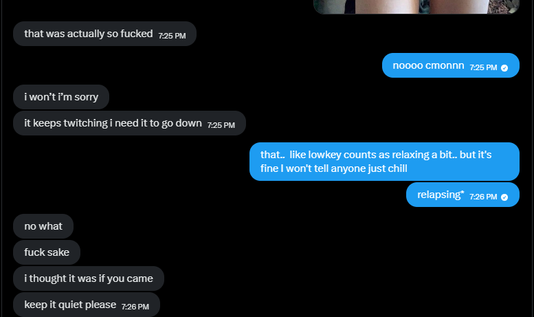 sinnerszn666's tweet photo. 22 day streak gone just like that :/
"yeah sure test me, but i promise you i won't relapse lol."
15 mins later? im $50 richer and hes back to day 0
i keep breaking all my toys so fast its kinda annoying :(
ig im nofap's biggest villain rn <3

#realnofap #nofap #wankchat https://t.co/RfNpyALCpX
