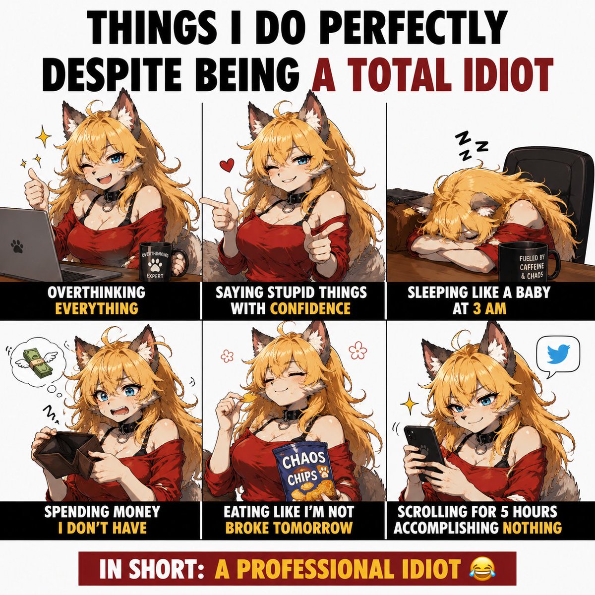 Emilyharington6's tweet photo. I was about to question my life choices... then I remembered I'm the entertainment. 😌🐾😂

#furry #furryart #meme #furryfandom #viral https://t.co/QyqPwU05Wo