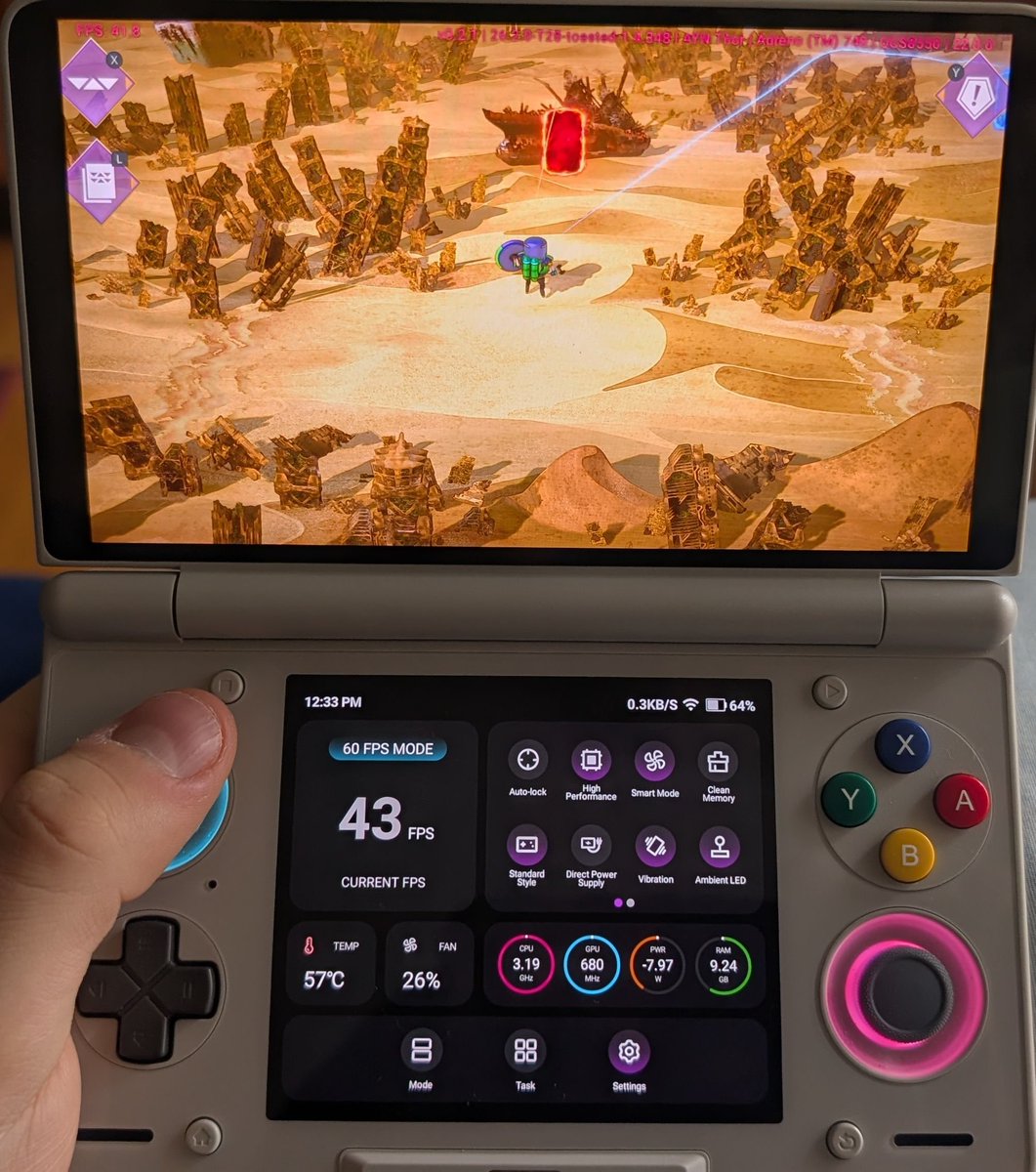 advancedpolio's tweet photo. @TRIPSTER0 Okay, not quite doubled, but you can see the artificially inflated framecount in SaGa: Emerald Beyond, comparing the Thor's 60 and 120 FPS modes. Worth noting I have this set to 1.5x res, the Thor can run this game at 60. Regardless, @TRIPSTER0 is a lying cuck deceiving you all https://t.co/inwMfmfWcs