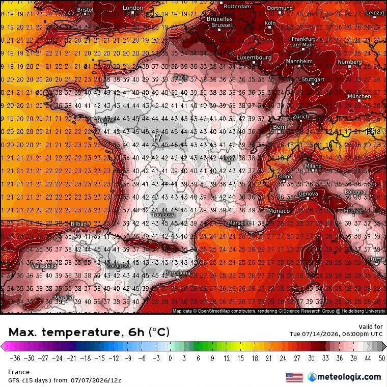 Meteovilles's tweet photo. Ce soir, GFS s’affole littéralement pour le début de la semaine prochaine. Les valeurs envisagées dépassent l’entendement. Espérons vivement que le modèle se trompe. D'autres sont moins catastrophistes, mais le scénario de GFS est possible >>> https://t.co/irafqc1RKu https://t.co/uW3mm6MOzu