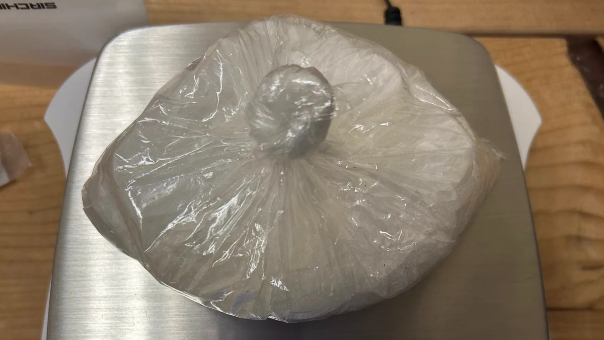 Evidence photo of methamphetamine in a  bag