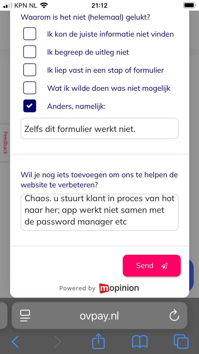 jolievdk's tweet photo. Zelden zo'n chaotisch aanvraag-proces gezien als dat van "OVpay" 🙄🙄🙄🙄🙄 #OVpay #OVchipkaart #OV 
Volkomen onduidelijk of de aanvraag überhaupt slaagde. Liep vast.

(en ja, @OVpay_nl ik heb beroepsmatig IT-ervaring sinds 1996; ik vraag me af hoe n ander hier doorheen komt 🫠) https://t.co/kmkzi5mSsZ