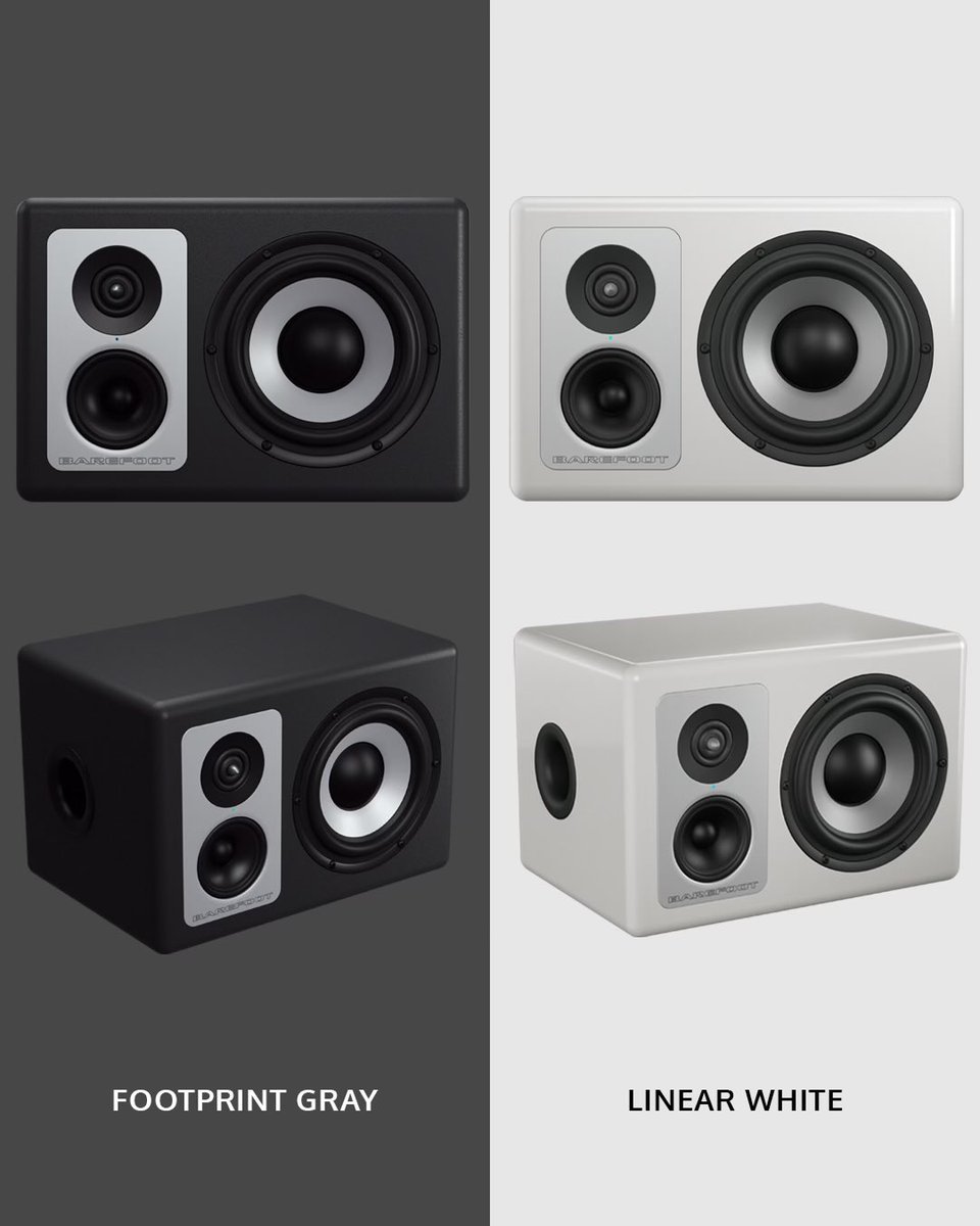 BarefootSound's tweet photo. The tri-amplified 3-way Footprint®03 sounds identical in both finishes. Which one gets your vote?
(1) Footprint Gray
(2) Linear White
https://t.co/GrDrs1tWTJ
#Footprint03 #StudioMonitors #MusicProduction #RecordingStudio https://t.co/ct2zBtzhRp