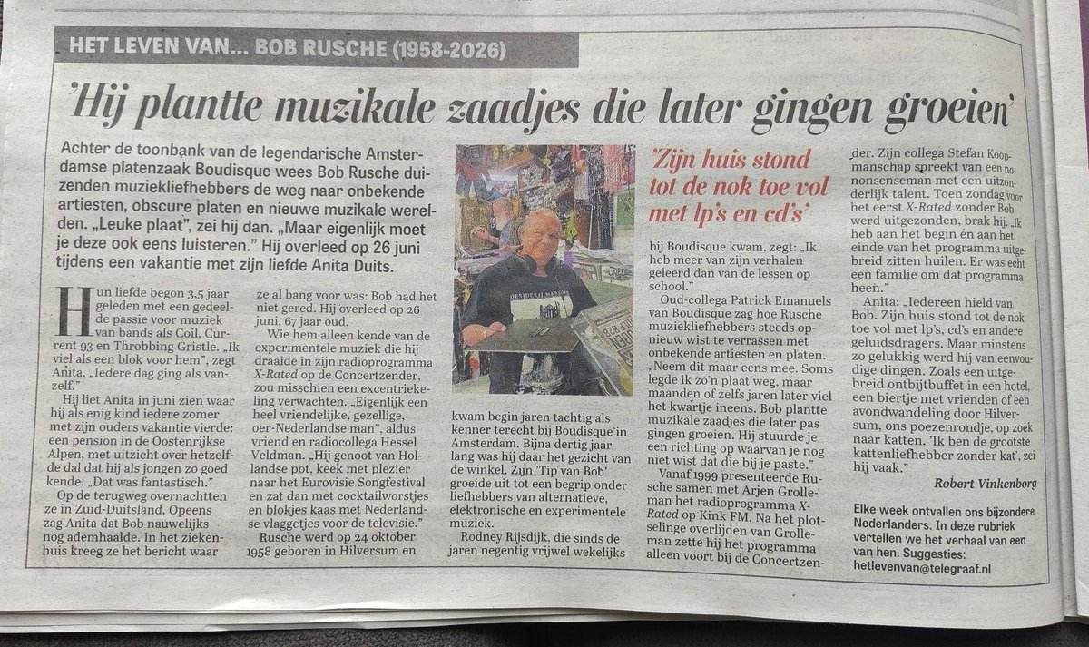 janhoogesteijn's tweet photo. Mooi artikel in de Telegraaf over @bobrusche https://t.co/t4cosD2353