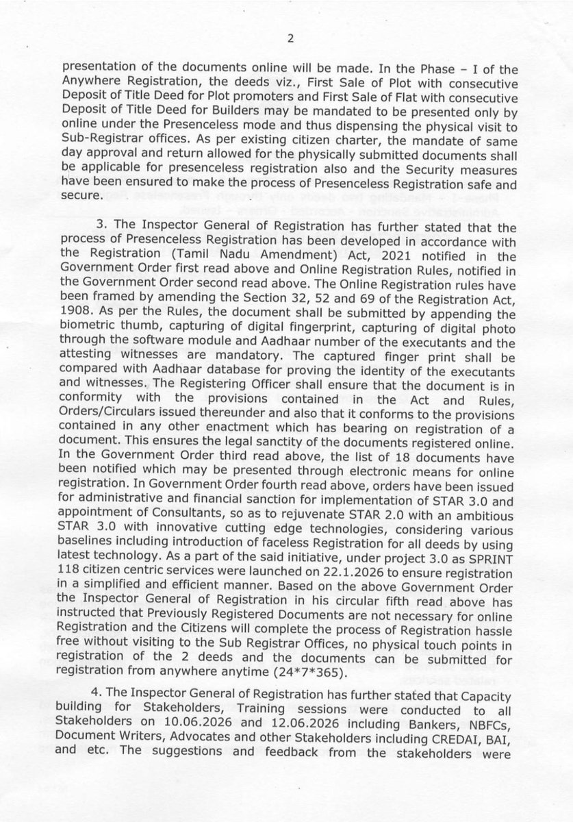 niranjsk22's tweet photo. Registration Department- Project STAR 3.0 Anywhere Registration -Phase-I - Mandating two deeds only through Presence-less Registration -
Administrative Sanction - Accorded - Orders - Issued
G.O (Ms) No.69 Dated: 07.07.2026 https://t.co/0YIGHvM0BJ