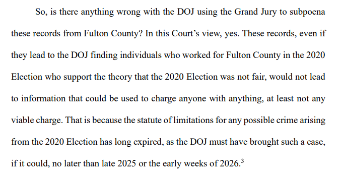 ryanjreilly's tweet photo. Federal judge points to the massive, glaring statute of limitations problem with any of DOJ's 2020 probes: https://t.co/9RW9fw5WMZ