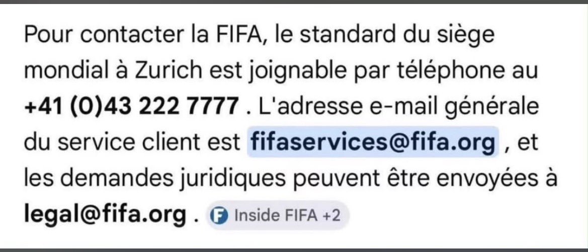 PresidentKoby's tweet photo. @luca_varan Tu vas bcp écrire aujourd’hui deh mais voilà le numéro de la fifa tu peux les appeler aussi 😂😂😂 https://t.co/Ahjj2NUQKK