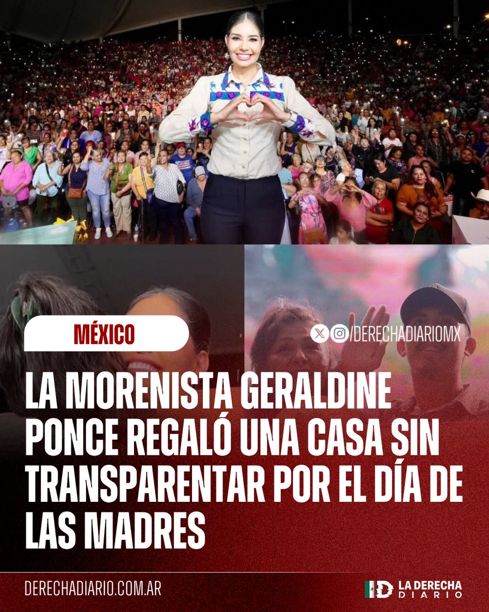 DerechaDiarioMX's tweet photo. 🚨🇲🇽 | MÁS IRREGULARIDADES: La alcaldesa morenista de Tepic, Geraldine Ponce, regaló una casa por el día de las madres sin transparentar gastos o valor del inmueble, desatando cuestionamientos sobre la obtención del mismo, reveló @jorgegogdl. https://t.co/mFmUTOBkBz