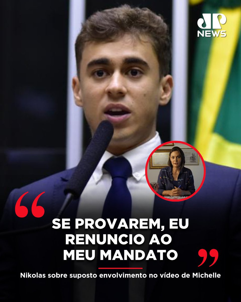 JovemPanNews's tweet photo. O deputado federal Nikolas Ferreira (PL) usou as suas redes sociais para se manifestar sobre um suposto envolvimento na produção do vídeo em que Michelle Bolsonaro critica o pré-candidato ao Planalto, Flávio Bolsonaro. 

Segundo Nikolas, caso provem seu envolvimento no assunto, o próprio renunciaria ao seu cargo de deputado federal. 

"Não tive qualquer participação nisso. E digo mais: se conseguirem provar que eu participei, coordenei ou me envolvi na produção desse vídeo, eu renuncio ao meu mandato", disse o deputado. 

🔗 Leia a matéria completa em: https://t.co/5eLOkw2Kb0 
📺 Confira na JP News
📌 Siga o nosso perfil @jovempannews

#Brasil #JovemPanNews #PL #NikolasFerreira #MichelleBolsonaro