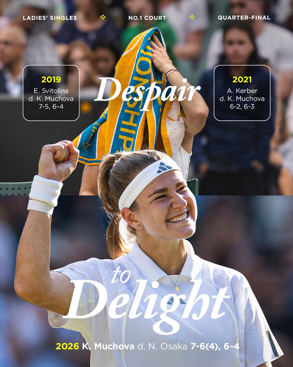 Wimbledon's tweet photo. Third time's a charm for Karolina Muchova 💜 💚

#Wimbledon https://t.co/YtI1pmPsAL