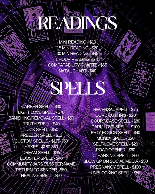Spell_Sister's tweet photo. ☀️ MID-SUMMER ENERGY IS IN FULL FORCE! ☀️

I know I’ve been gone for a minute, but IM BACKKKKKKK!!! And I’m not coming back empty-handed. We are turning up the heat on your manifestations from now until the end of July with a massive seasonal lineup! 💜🔮✨

Whether you need a direct truth surge, a deep look into your love life, or a heavy-hitting spell to shift your circumstances, the table is set.

⚡️ EXTENDED TIMELINE DISCOUNTS:
🕯️ 30% OFF Spells over $10 — Grab your candles, set your boundaries, and claim your power.
🔮 10% OFF Readings over $5 — No more guessing games. Let's look at the cards.
💬 Channeled Messages (8-15 deep insights) for just $20!

Clear the doubt, trust the timing, and let’s make some magic happen together.

👇 Claim your discount and book your energy work today: 👇