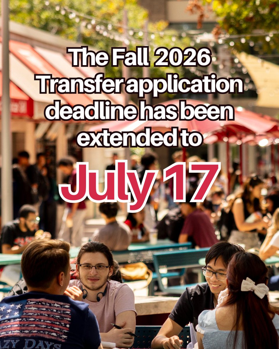 admissionsTU's tweet photo. ATTENTION TRANSFER STUDENTS! The Fall 2026 Transfer application deadline has been extended to July 17! 🍒🦉 Apply now: https://t.co/Tsr3vlNBiQ https://t.co/2TzzOHzQ7E