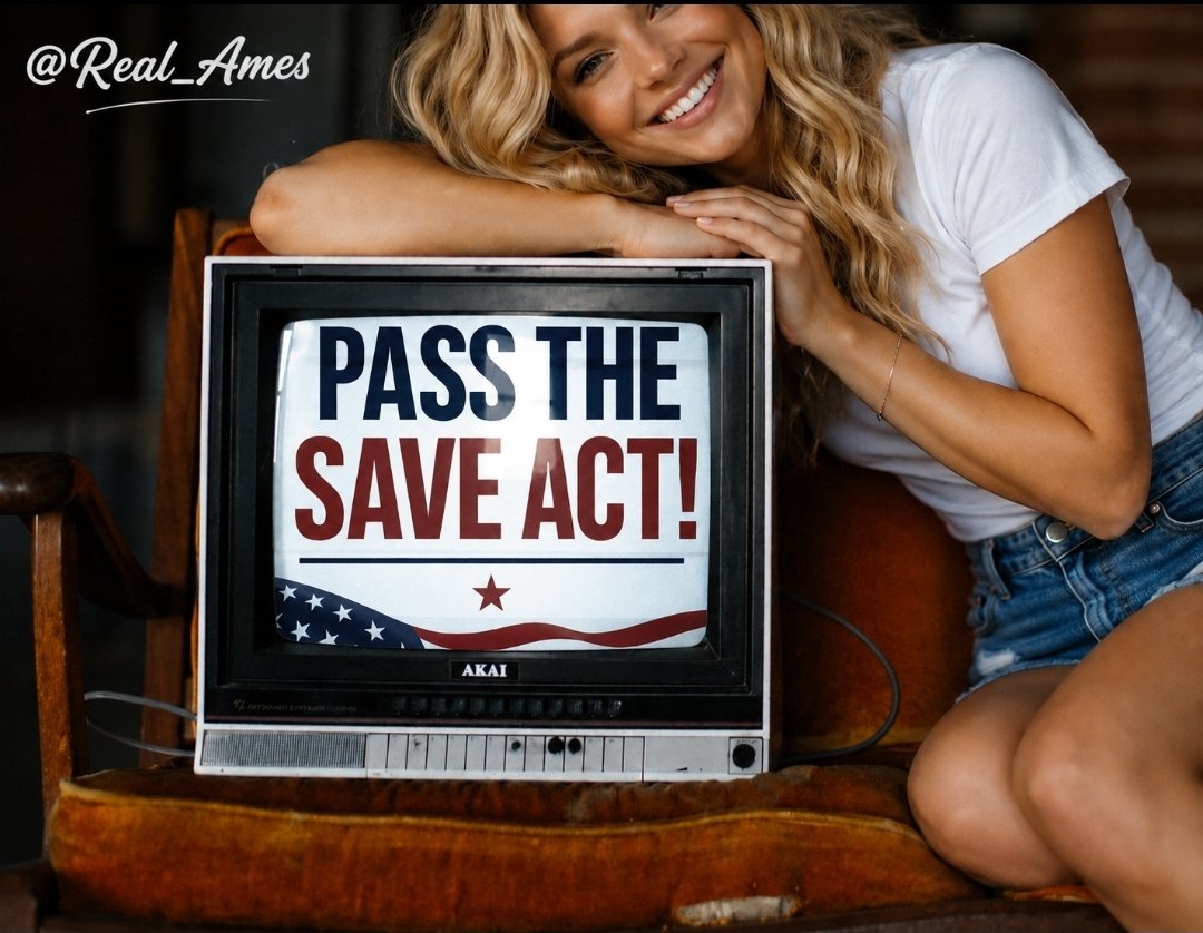 Real_Ames's tweet photo. 📺 It's time to change the channel.

America has watched enough political theater.

Enough excuses.

Enough delays.

Enough games.

The SAVE Act is simple: protect our elections by requiring proof of citizenship to register to vote.

Congress has talked long enough.

PASS THE SAVE ACT.

🇺🇸 The American people are watching... and we're waiting.