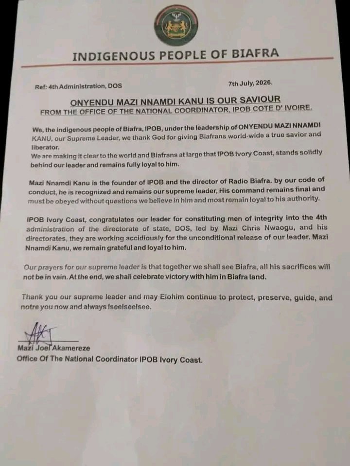 Chi_umuigbo's tweet photo. IPOB family in Ivory coast and Ghana stands in solidarity with Mazi Nnamdi Kanu and the newly appointment 4th administration of DOS, led by Chris Nwaọgu.
@JusticeDept
@KnessetENG
@SwissMFA
@BBCWorld
@CNN
@Reuters
@AJEnglish
@ChannelsTV
@SaharaReporters https://t.co/xcIhxQzCXh