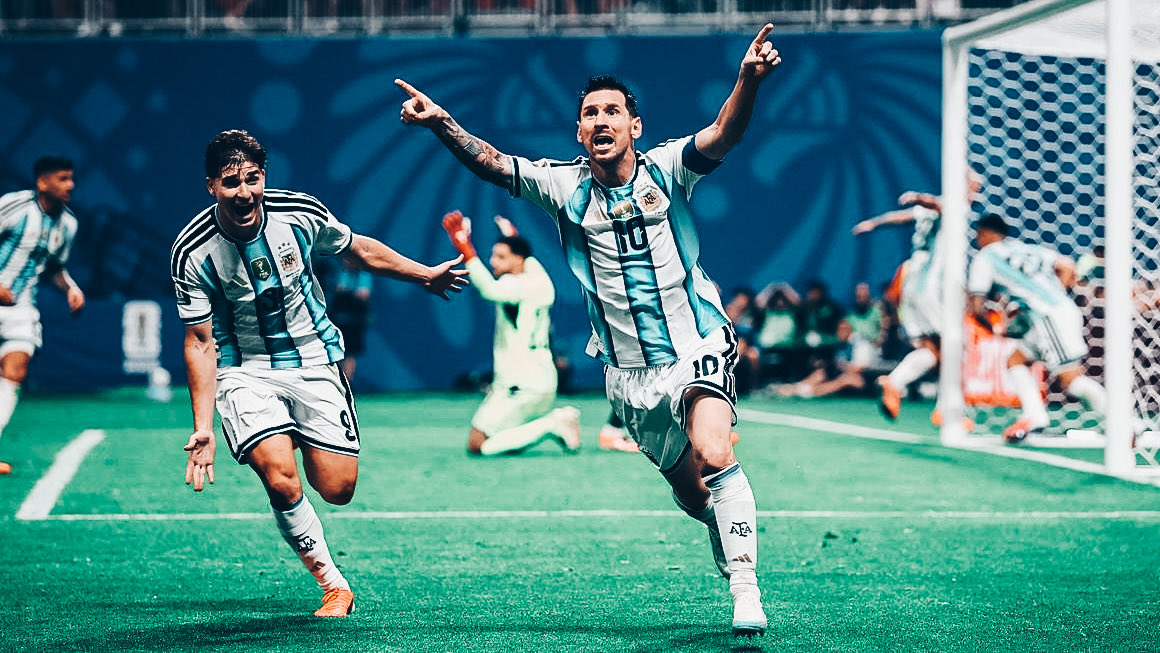 davesolardude's tweet photo. What a lesson to learn from the GOAT.

When everything seems to not be going your way, down 1-0 and you are entrusted with the opportunity to tie it up for your team and country and the keeper blocks your PK. Most let their mind tell them, “You suck. That was your opportunity and you choked.” Then you go down 2-0 in the 67th minute. Most would let frustration seep in and think, “Wow, it’s over. We lost.”

But what does the GOAT do?

He doesn’t let his mind go there. He doesn’t let frustration get the best of him. He digs deeper, decides to play his heart out, and sees it through. He finds his teammate’s head, creating an assist in the 79th minute.

2-1, let’s go! ¡vamos!

He then rips a half-volley beauty to the back of the net in the 83rd minute, making him the outright Golden Boot leader, breaking another WC record, now with 21 goals, and to top it off the legendary announcer chants an emotional, tearful, voice-cracking “Gooooooooool!” [Thanks for that Andrés Cantor]

It’s un-believable…

But the game is not won. It’s 2-2 and overtime is looming. The opponent could score at any moment, killing the unbelievable dream that may just be written in the stars.

It’s no surprise that the GOAT keeps digging, sprinting, and falling to his knees with some near goal-scoring chances. Even believers doubted but in the 92nd minute his teammates seal the victory with a beautiful cross and header, and the odds-defying third goal comes. All three scored within 13 minutes! The opposing team is shocked and infuriated, the color yellow now painting the opposing players. An unclassy ending for a near-Cinderella team that had a remarkable story, frustrated to have witnessed such an incredible comeback in real time by the defending champions. How lucky we all are to be witnessing the GOAT continuing to write his legendary story.

FIFA World Cup 2026
🇦🇷 #10 MESSI
ARGENTINA