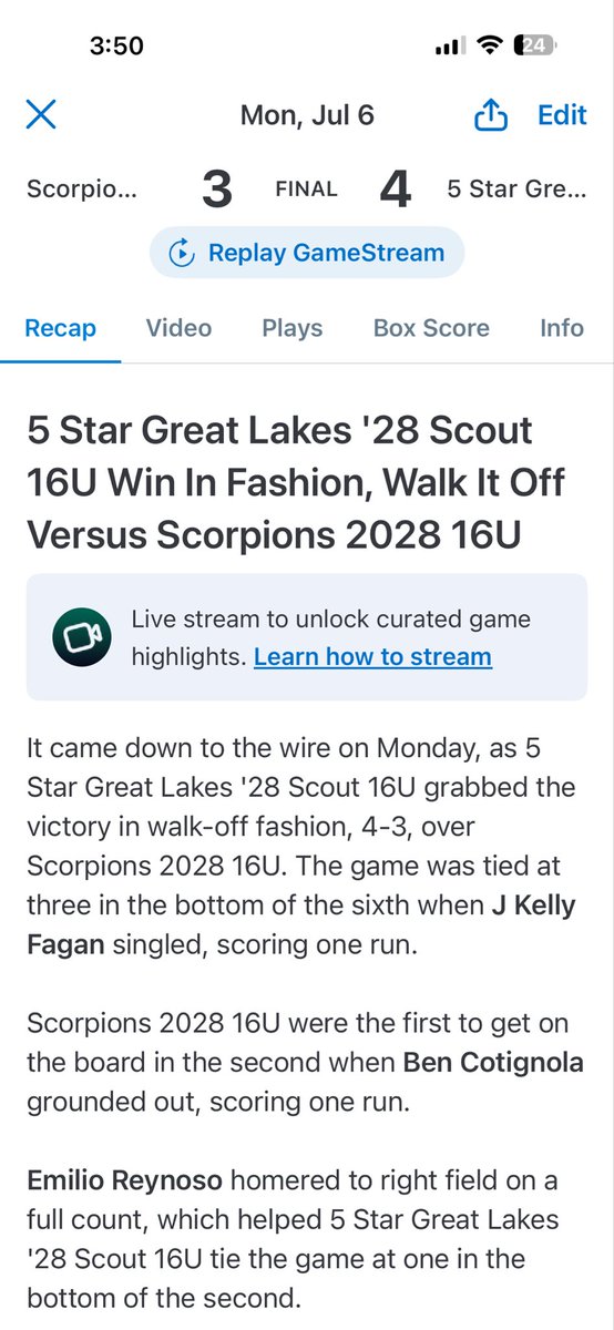 BobbyAtTheHub's tweet photo. Day 1: WWBA 16u National Championships.  Five Star ‘28 beats Scorpions! https://t.co/5yCy2xnhFR