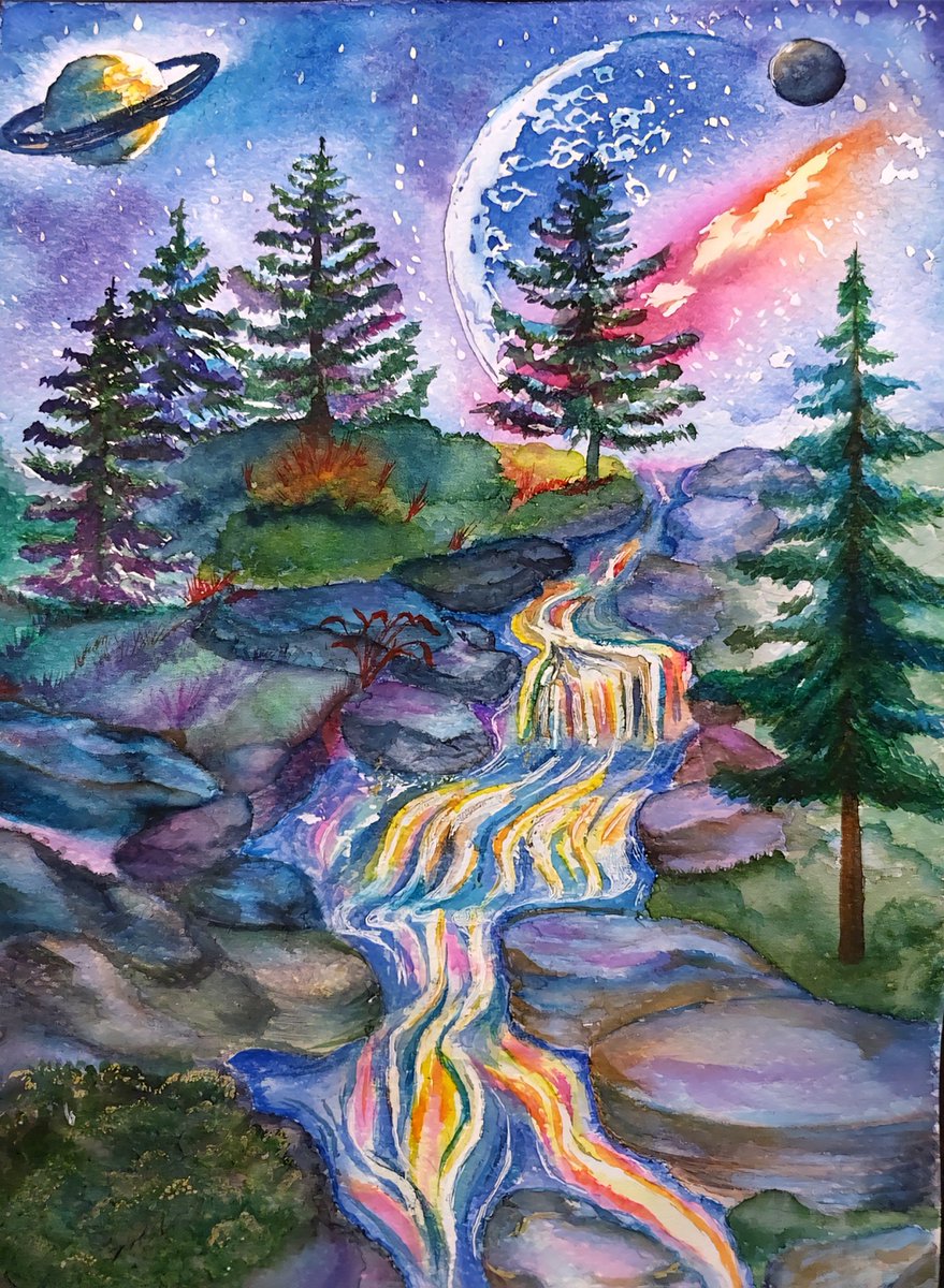 Najmeh_Naghdi's tweet photo. ✨ River of Stardust ✨️
An original hand-painted watercolor transformed into a unique 1/1 NFT on Tezos.
A silent valley transformed forever when stardust flowed through its river.
🌌 Collect the only authenticated digital edition.
#NFT #NFTArt #Hand_drawn #SurrealArt https://t.co/ipaoB7yqhm