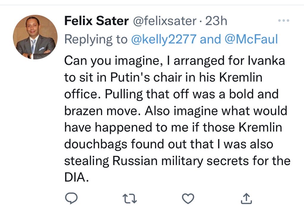 anthon7yandrews's tweet photo. I will share this over and over again until people finally really get it. Russian mobster and FBI informant/Trump exec, Felix Sater took, then 25 to operation to the Kremlin under the guise of a private tour in 2006. Verifiably true story. He has since deleted the tweet below. https://t.co/fHT1AXvJXE