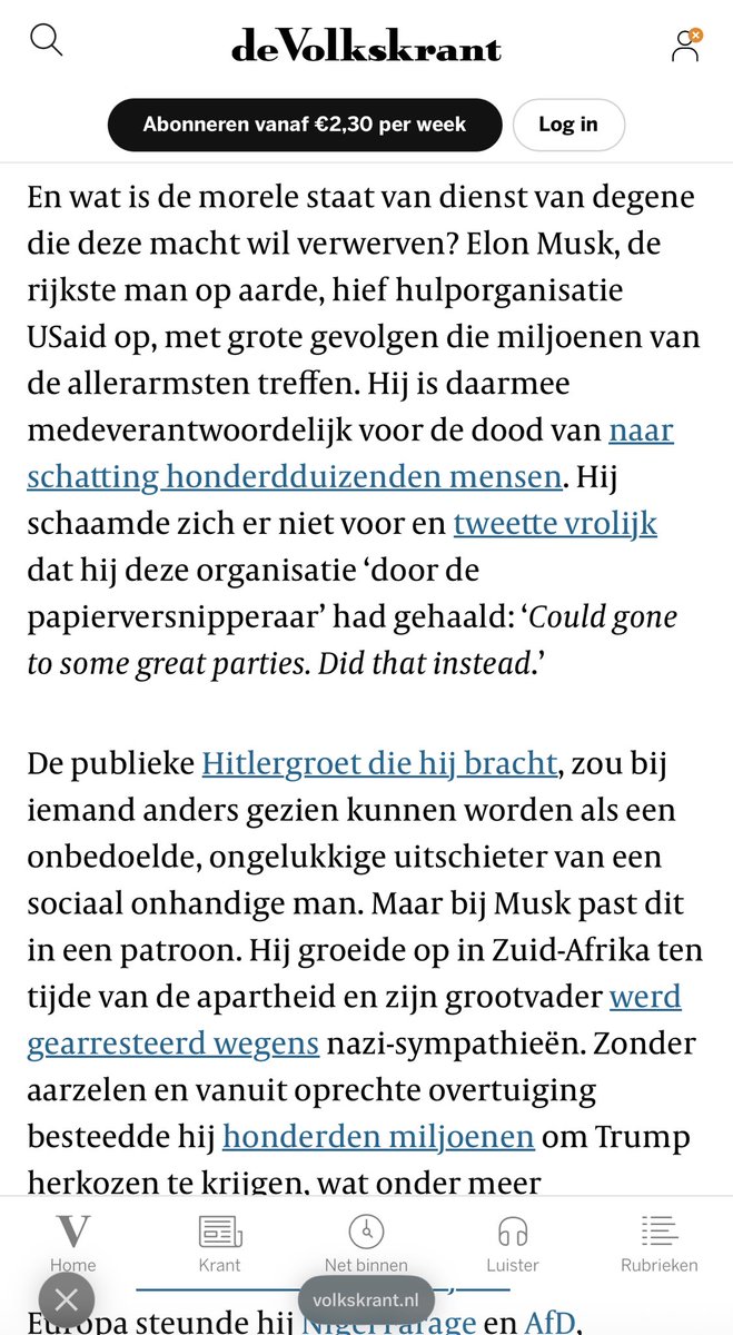 BartMaes16's tweet photo. Mijn God ... Is dat wat tegenwoordig in de Volkskrant staat? Ik wist dat het erg was, maar zo erg? https://t.co/s1jfoyimGs