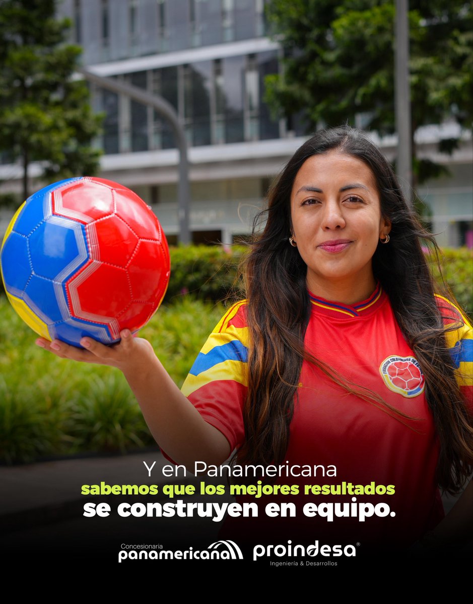 ConPanamericana's tweet photo. Hoy nos ponemos la camiseta de la Selección Colombia para celebrar el valor del trabajo en equipo, la disciplina y el compromiso, principios que nos inspiran cada día. 🇨🇴⚽

#ConcesionariaPanamericana #Proindesa #UnSoloEquipoEnLaVía https://t.co/bfEHVchhXi