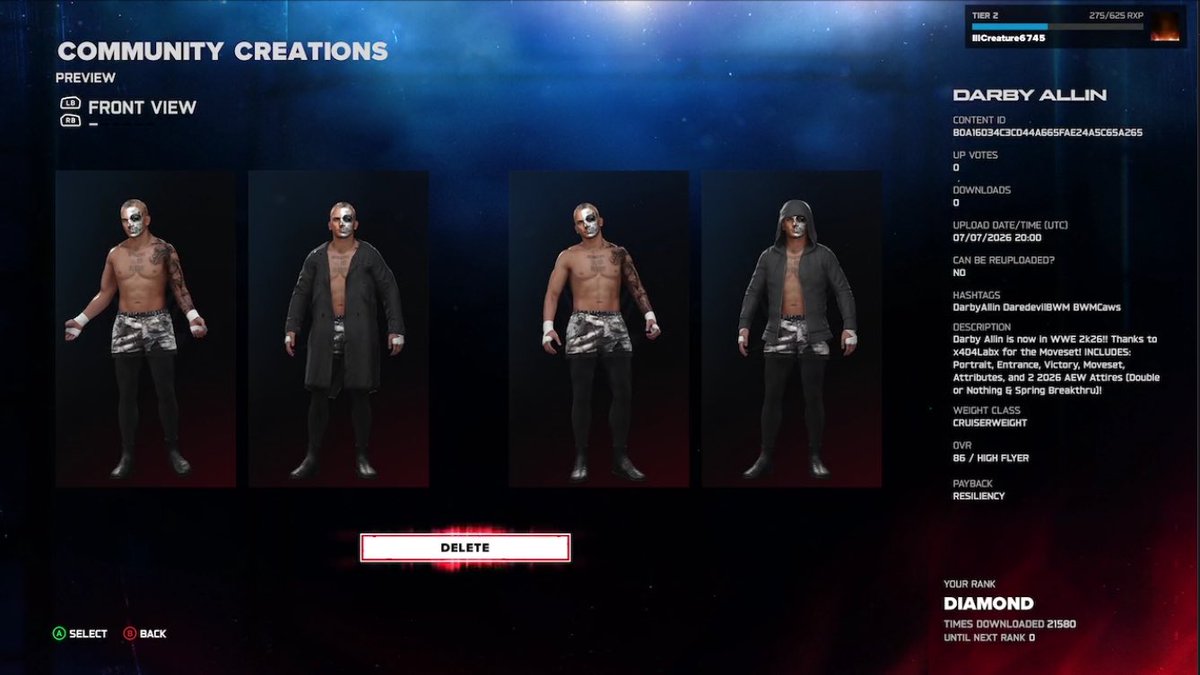 BWMCaws's tweet photo. NEW! #WWE2K26 Upload to Community Creations!

★ Darby Allin (@DarbyAllin)

★ Search Tag → DaredevilBWM or BWMCaws

★ INCLUDES
● Render
● AEW Double or Nothing ‘26 Attire
● AEW Spring Breakthru ‘26 Attire
● Moveset (@x404Labx)
● El Hijo Del Vikingo Required https://t.co/VG39PDXgTX