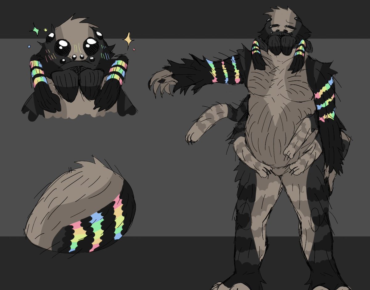 arachnine's tweet photo. brushlegged wolf spider design attack for @magmaloupe! 🌈🕷️ https://t.co/xKa3iEnBtw