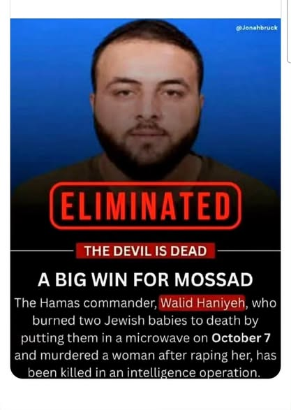 BJilge's tweet photo. IDF eliminiert Monster des 7.10.23!
Er nahm 2 lebende Babies, steckte die weinenden kleinen Engel in eine Mikrowelle, stellte das Gerät an und schaute zu wie sie bei lebendigem Leib verbrannten! Einfach so. Weil sie Juden waren.
Dann vergewaltigte und ermordete er eine junge Frau.
Alles stolz gefilmt.
Dieses Monster, Walid Haniyeh, ist nicht mehr. Endlich. Dank der IDF.