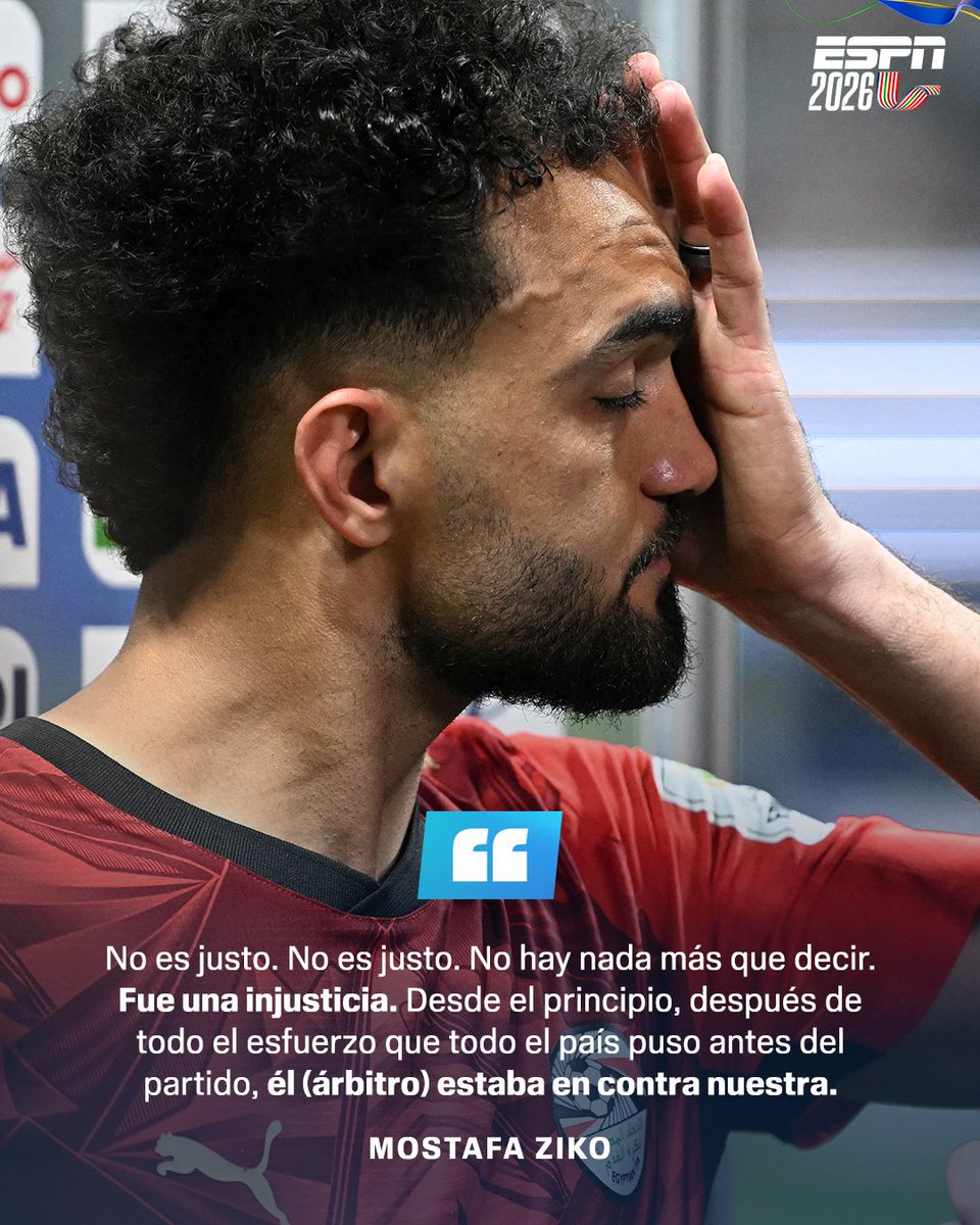 ESPNmx's tweet photo. 🔥 "FELICIDADES A ARGENTINA POR GANAR LA COPA DEL MUNDO". 

Mostafa Ziko se fue con todo contra el arbitraje tras la eliminación ante Argentina. https://t.co/JGyW3AxmSd