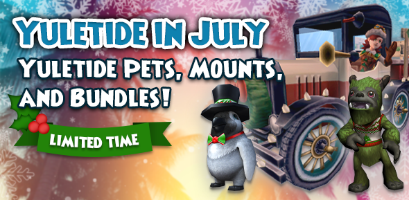 Pirate101's tweet photo. Bounds of bundles! 🎁

Yuletide bundles have returned to the Crown Shop! These include pets, mounts, and more! You can also get the Holly Jolly Penguin Pet, Yuletide Yeti Pet, and Yuletide Parade Truck Mount through July 19th! https://t.co/MAh3ppk1hR #Pirate101 https://t.co/YuMV3d0xnd