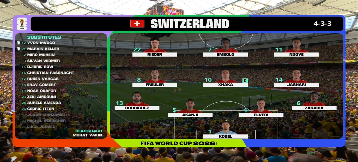 AnoghSamaddar's tweet photo. 🚨⚽🏆 Final Round of 16 Game of FIFA World Cup 2026

Switzerland vs Colombia 

Predict the scoreline 👇🏽📝 https://t.co/9uoukFbVeY