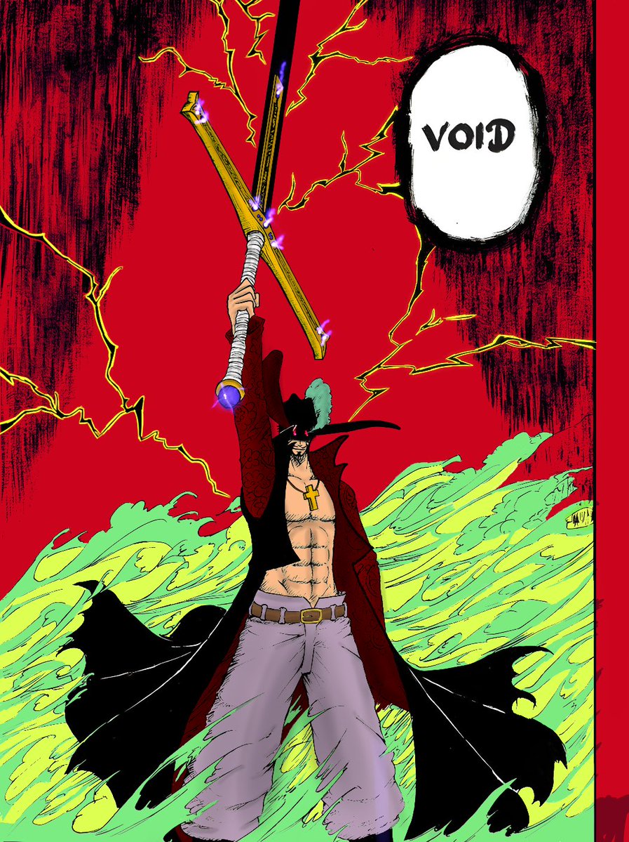 WorstGenHQ's tweet photo. #ONEPIECE1188 
Take a look at the names of the sword attacks Imu used:

Nemesis (Blade of Judgment)
Gram (Blade of Wrath)
Stigma (Blade of Hatred)
Void (Blade of?)

One after another, I think Imu has a total of 20 different sword skills, each linked to one of the 20 founders of the World Government by using"Omen."

It is interesting that Mihawk had an attack in the game called "Void."

I could imagine that if Mihawk has a connection to Imu, he might have learned the 20 sword skills of the 20 founders, though, unlike Imu, he executes them with his sword rather than using "Omen."