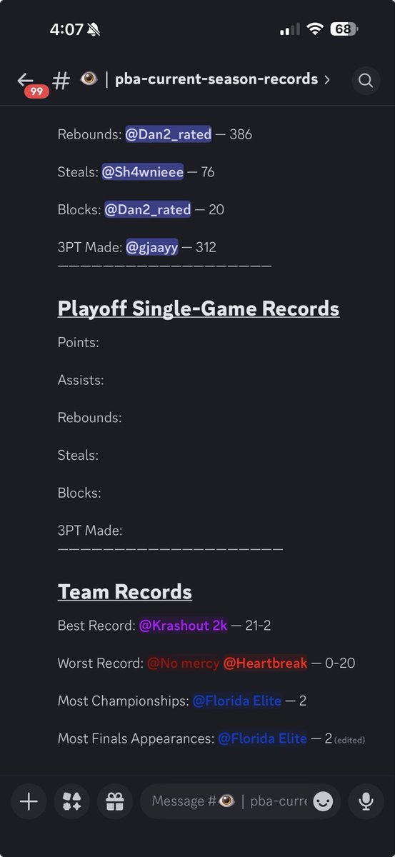 PBABYOT's tweet photo. Congratulations to all of these players and teams for winning these awards and setting records during PBA Season 3. Playoffs start on the 9th who’s winning the 1k+ POT👀👀
#builtdifferent #builtonprestige #2k26 #proam #comp https://t.co/VsK4HOmQBW