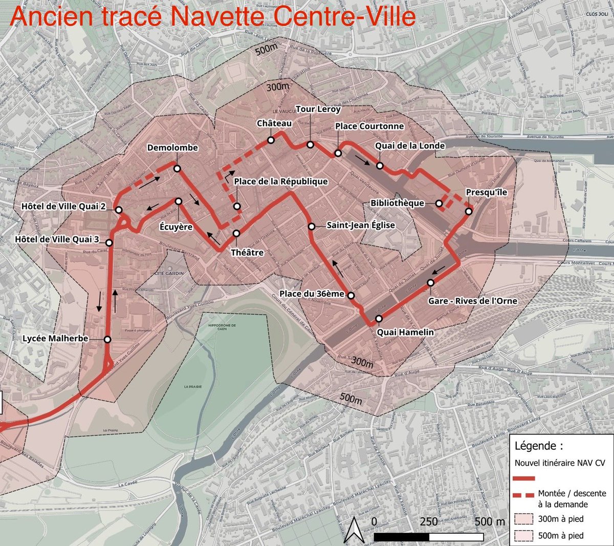 JoyauNicolas's tweet photo. 🚌 Navette Centre-Ville #Caen :
Nouveau départ pour éviter le chantier tramway au Palais des Sports.
Une zone desservie dans le centre quasi-similaire :
➡️ 97% des commerces de l'ancien tracé ;
➡️ 96% des bars &amp; restau. de l'ancien tracé ;
➡️ 87% des emplois de l'ancien tracé. https://t.co/sGIhA9clhr