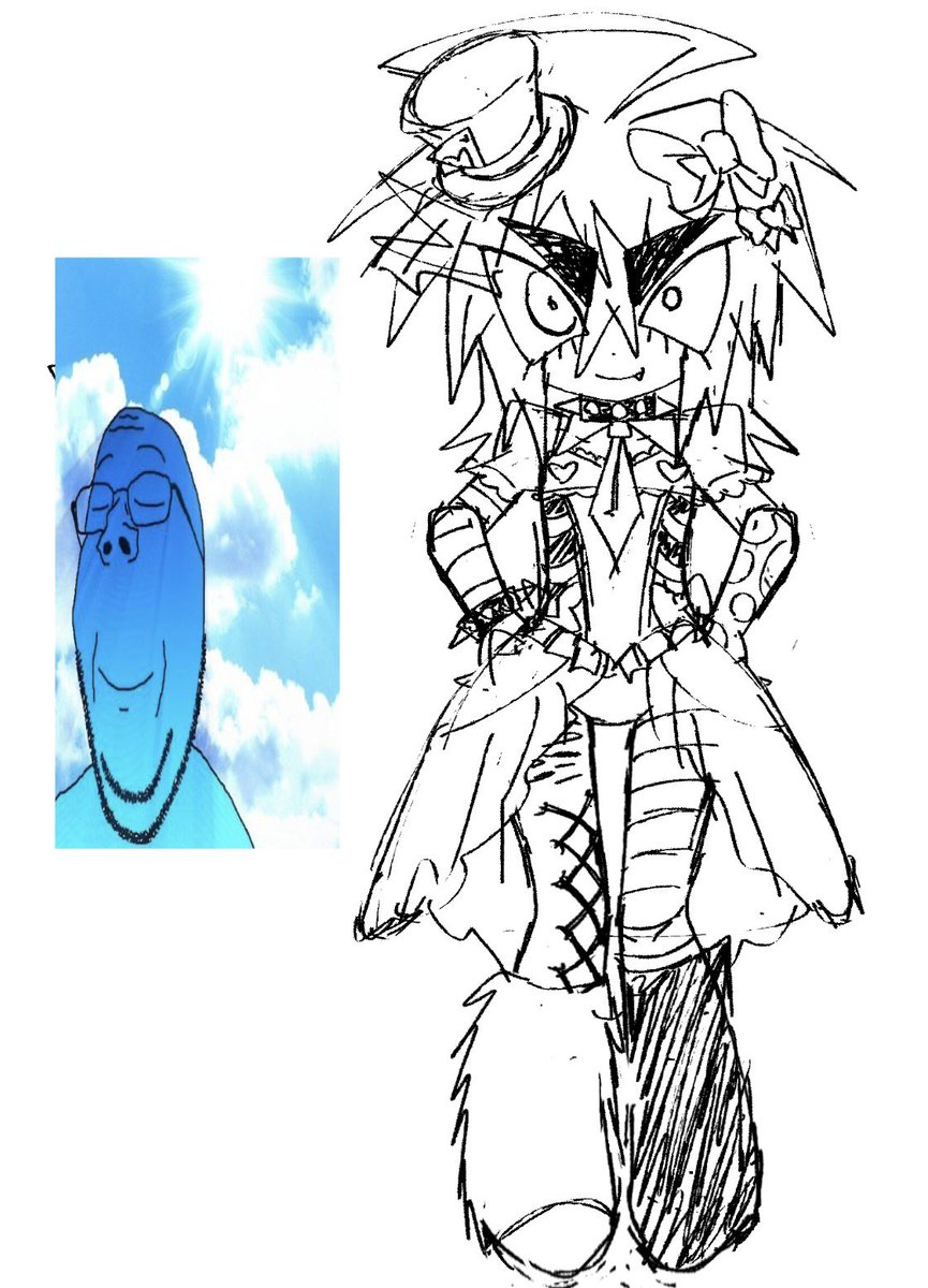 delusionchilde's tweet photo. i never posted this full body thing here just a cropped version So This is the full thing… im not coloring this ever… but i will be reusing parts of the outfit for another drawing soon.. hohoho.. https://t.co/vEagHm3u6N
