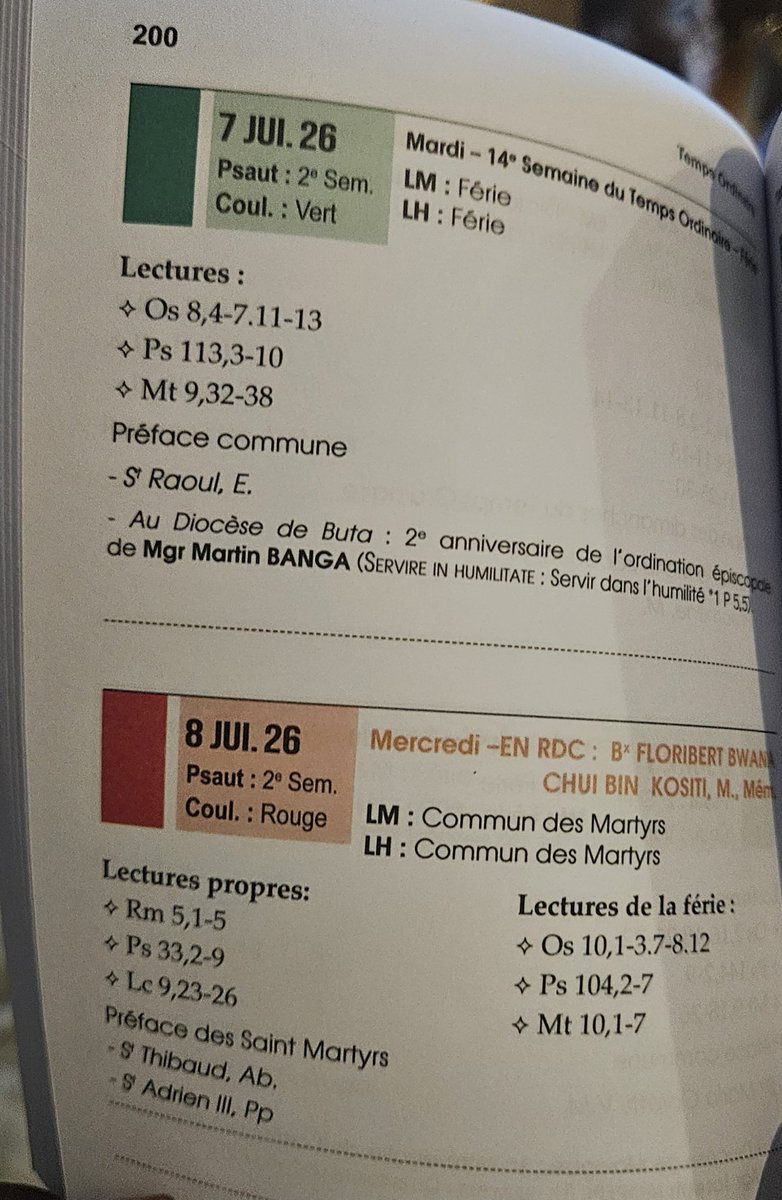 juvenalmunubo's tweet photo. Béatification de #Floribert Bwana Chui Bin Kositi, Martyr de l'honnêteté et de l'intégrité morale :
Comme mesures d'exécution par la #CENCO, demain 8 juillet 2026 sera la célébration de sa mémoire dans les différents diocèses de la #RDC notamment à la Paroisse Sainte Anne de la Gombe à #Kinshasa 
Son effigie apparaît pour la 1ère fois dans le calendrier liturgique (Ordo ) 2025 -2026, Année A. 
En union de prières 🙏.