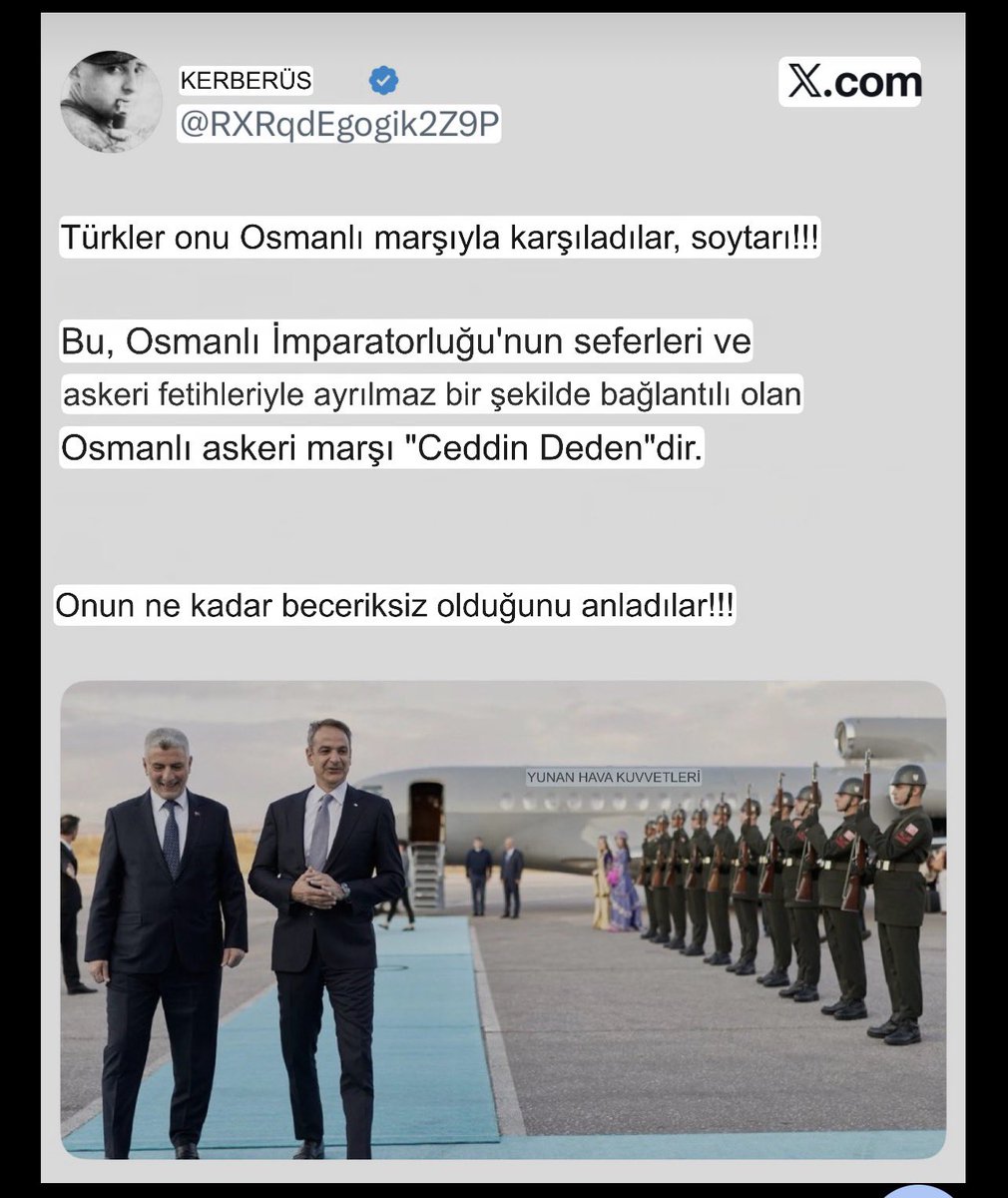 cnspvlNil's tweet photo. 📌BİLGİ: 
Mehterin kökleri, İslamiyet öncesi Türk devletlerindeki "Tuğ" ve "Nevbet" geleneğine dayanır. Hunlar, Göktürkler ve Selçuklularda hükümdarlık alameti olan davul (kös) ve sancak geleneği, Osmanlı’da kurumsallaşarak mehter halini almıştır.

“Ceddin Deden” 😉

Halkı da şunları yazmış :)) 
#NATOsummit
#NATOzirve