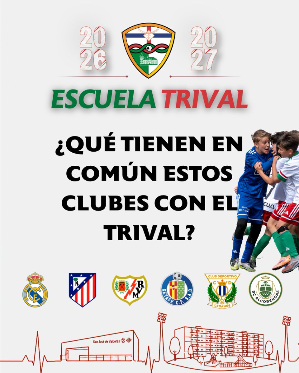EscuelaTrival's tweet photo. 🏟️ ESCUELA TRIVAL|

¿Qué tienen en común estos clubes con el @trivalvalderas?

Que compiten en la máxima categoría.
Y el Trival, también.

Nuestra escuela, entre los grandes.

#VamosTrival https://t.co/xiLFppAwXA