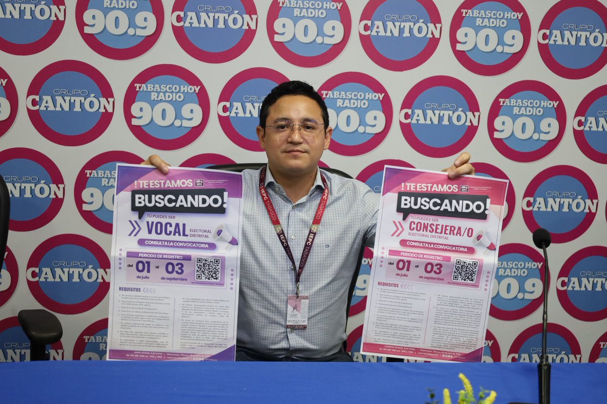IEPCTabasco's tweet photo. En Entrevista el Coordinador de Participación Ciudadana del #IEPCTabasco, Ricardo Alfredo Rosique Román, estuvo en el programa “Noticiero Matutino Tabasco Hoy Radio” bajo la conducción de Susana Melchor y Victor Ortiz, para difundir las convocatorias de las Vocalías y Consejerías Electorales Distritales para el Proceso Electoral Local Ordinario 2026-2027.

Agradecemos al medio de comunicación @ por el espacio brindado al Instituto para difundir información relevante a la ciudadanía.

Conoce más en el micrositio:
https://t.co/qjxrdnw8xN

Entrevista Completa:
https://t.co/2Ik7H6gB4h

"Tu participación, es nuestro compromiso"
https://t.co/RbWgyIxQVR
#CPOEyECTab